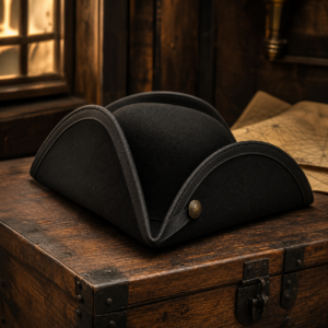 Bicorne de capitaine pirate en feutre noir