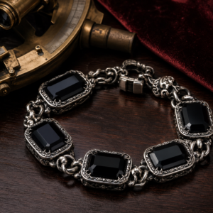 Bracelet chaîne et pierres noires — Le Sillage d’Onyx