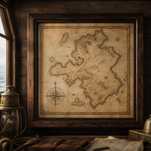 Carte au trésor encadrée — Le Rivage de la Fortune Noire