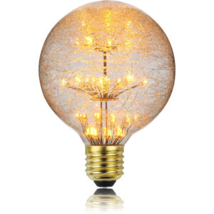 Ampoule globe LED nervurée 3 W à lumière ambrée pour suspension pirate