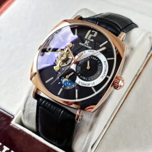 Montre pirate automatique or rose à cadran noir