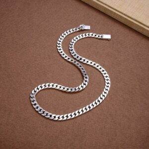 Parure pirate collier et bracelet argentés à maillons plats