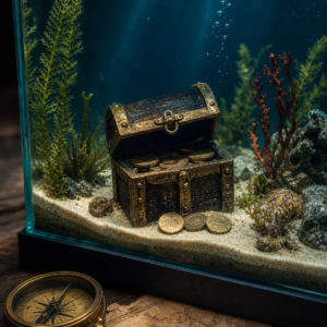 Coffre au trésor pirate miniature pour aquarium – Le Butin englouti