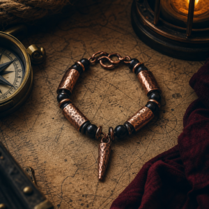 Bracelet pirate viking en cuivre martelé — Le Talisman de la Proue