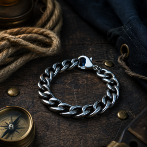 Bracelet chaîne pirate en acier inoxydable — Le Maillon du Black Tide