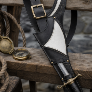 Porte-épée ceinture noire et blanche — Le Baudrier du Second