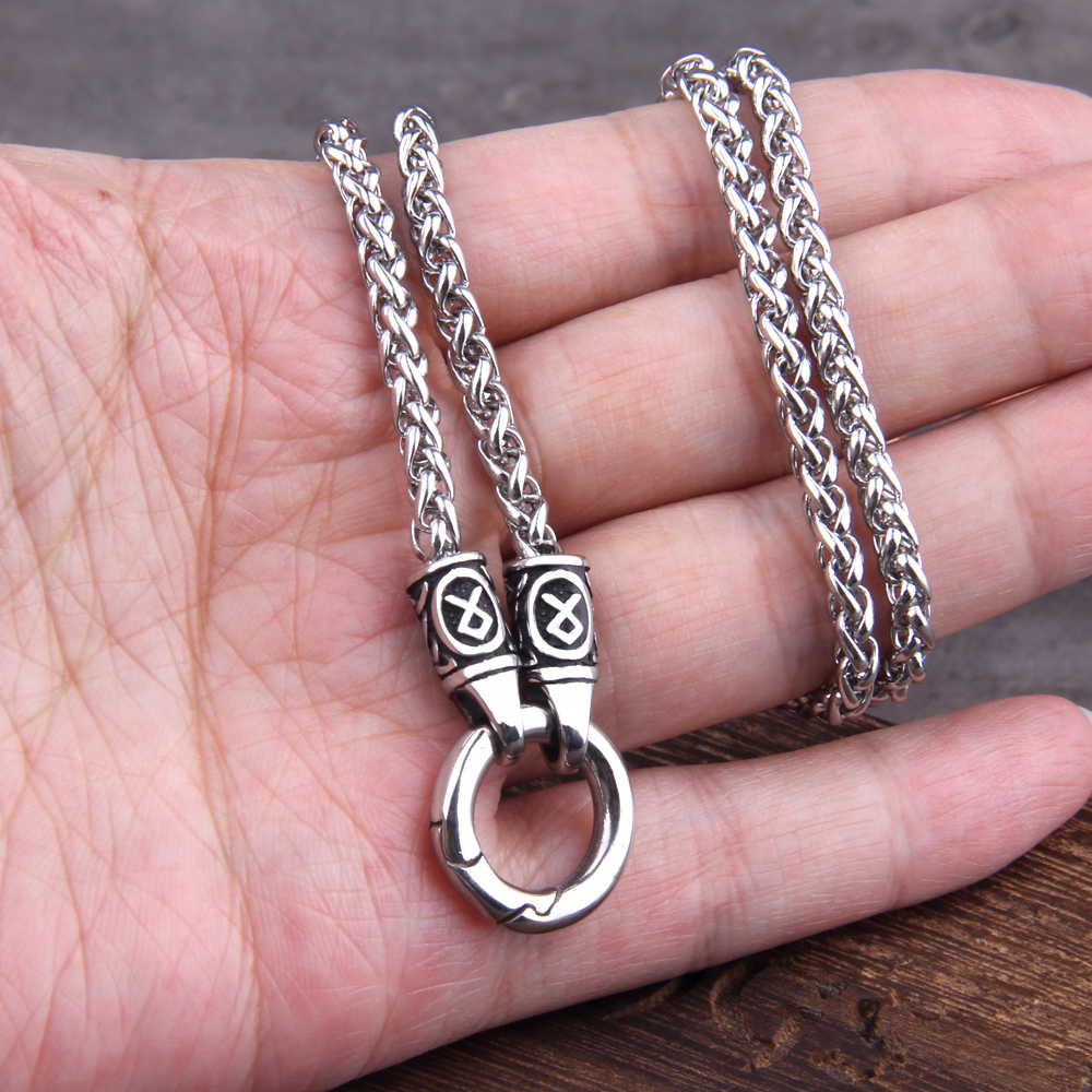 Collier pirate runique en acier argenté
