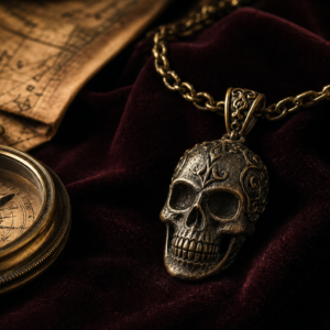 Collier tête de mort vintage — Le Médaillon du Récif